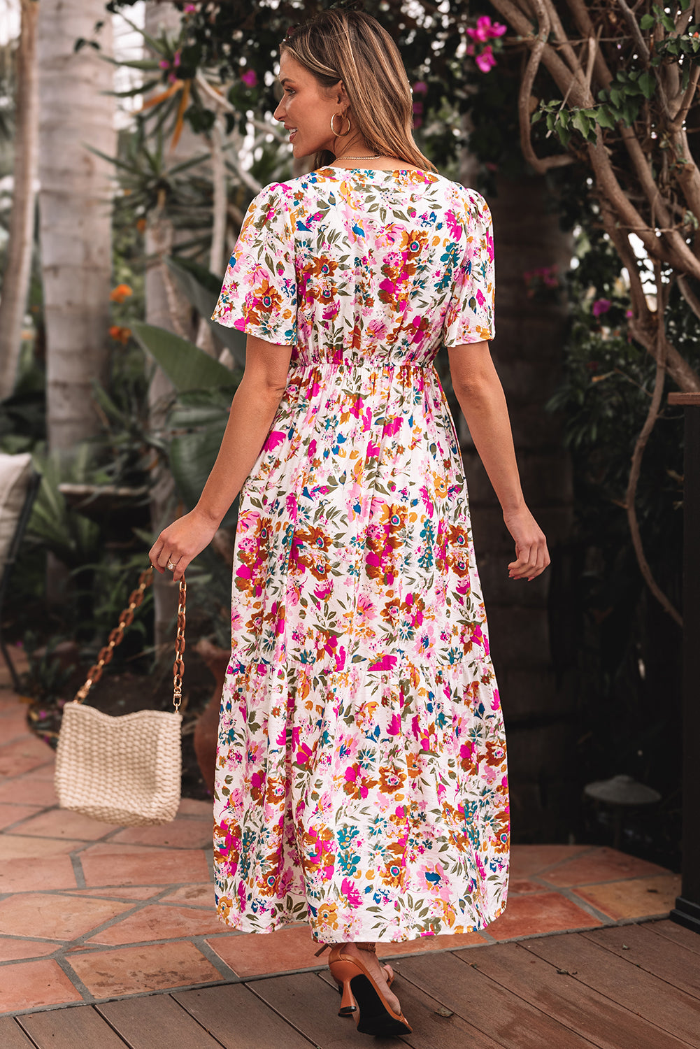Red Floral Sleeve Dress