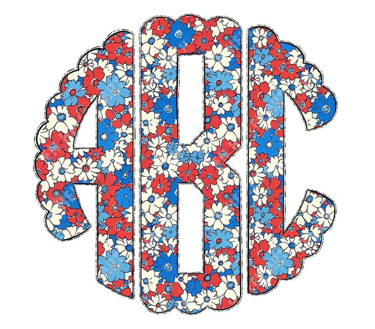 Custom Floral Patriotic Monogram Graphic