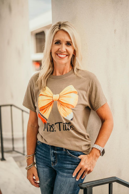 Teacher Pencil Coquette Tee