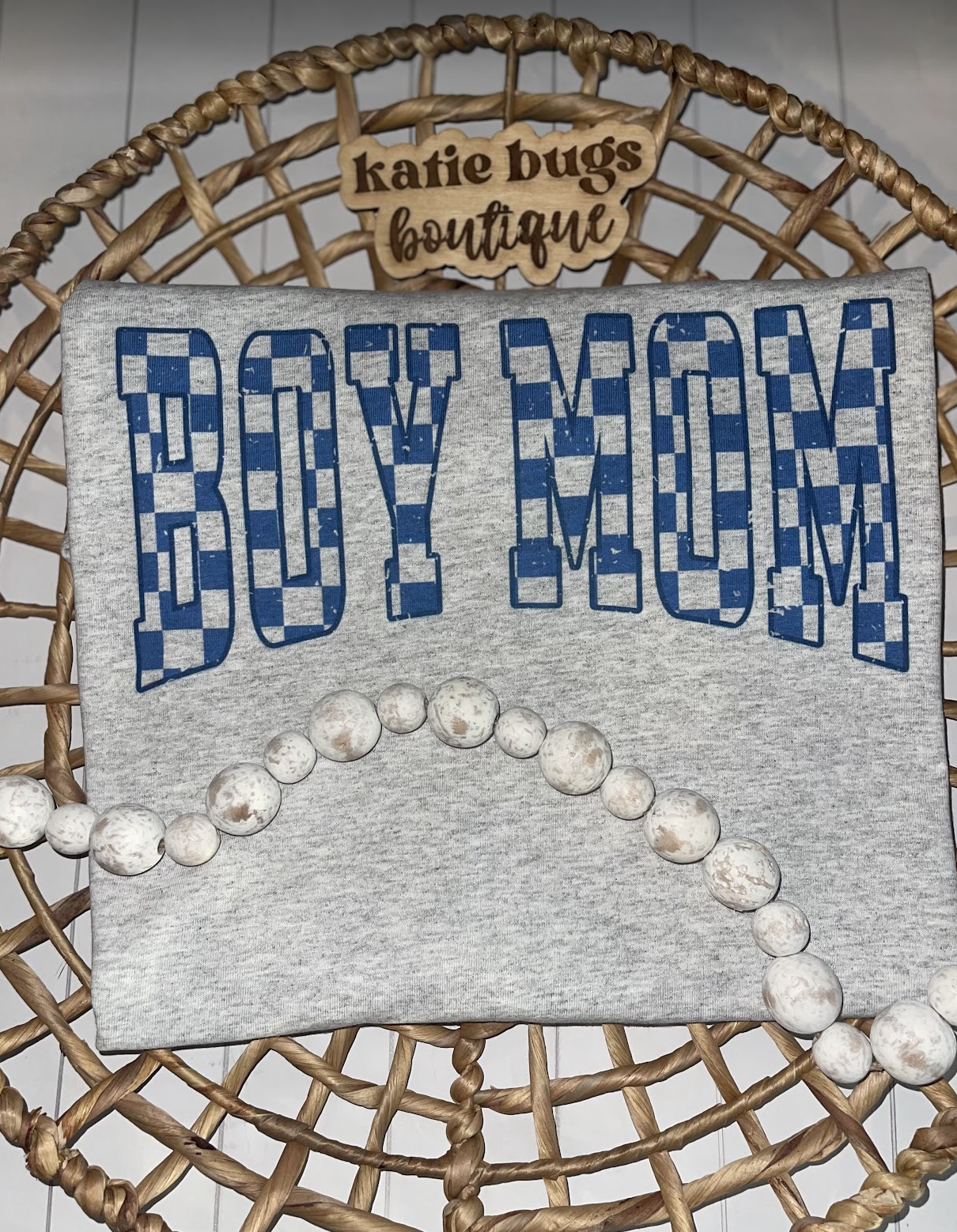 Boy Mom Blue Checkered